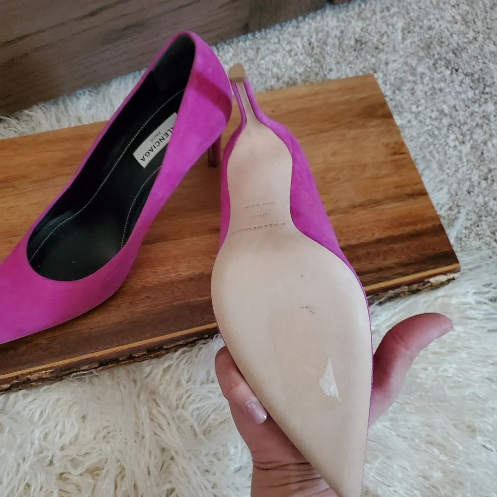 Balenciaga Magenta Suede Point Toe Heels - Picture 6 of 6